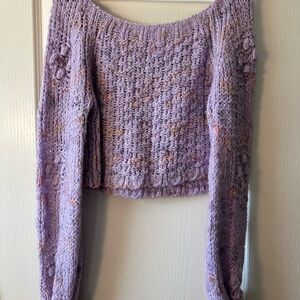 Free People Purple Off-the-Shoulder Sweater